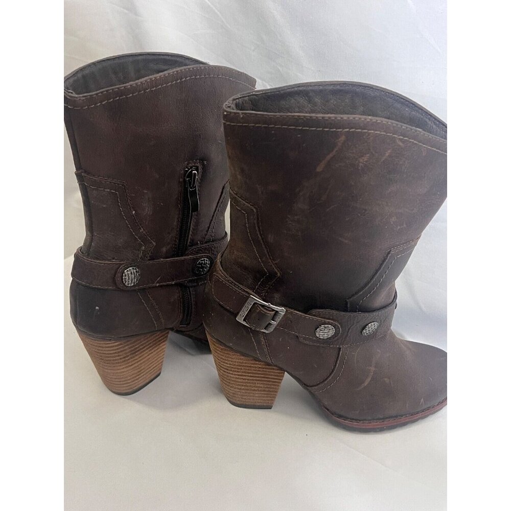 Eastland Bellamy 1955 Leather Boots 3 1/2 Heel Mid Calf Bootie Zipper  7.5M  S20 - Picture 2 of 8